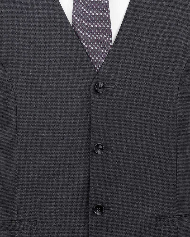 Bastille Dark Grey Double Breasted Designer Suit with Belt Closure