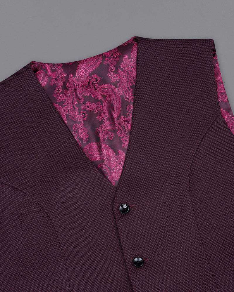 Eclipse Maroon Double Breasted Designer Suit with Belt Closure