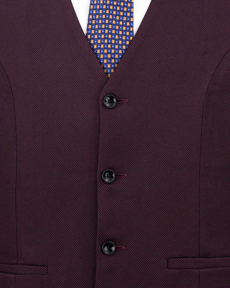 Eclipse Maroon Double Breasted Designer Suit with Belt Closure