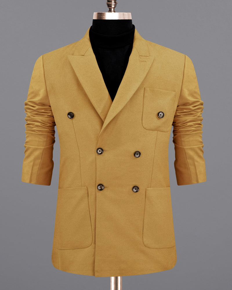 Copper Yellow Wool Rich Double Breasted Sports Suit