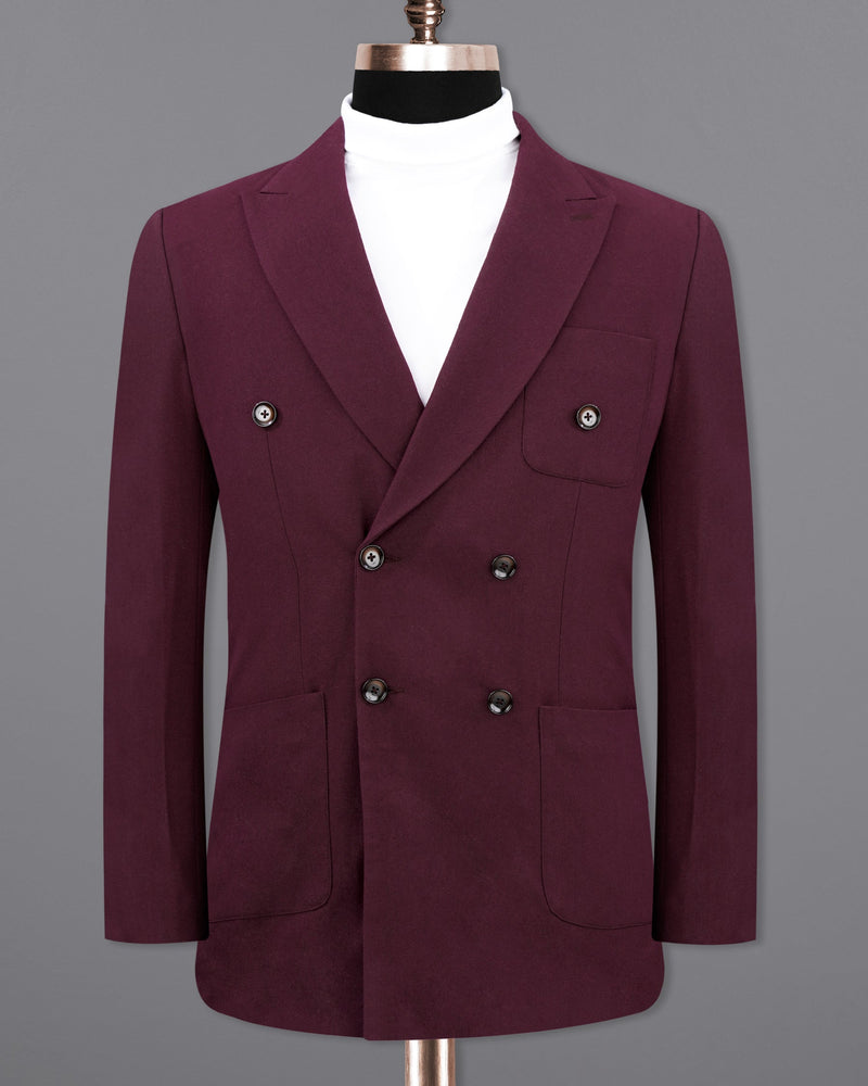 Wine Berry Wool Rich Double Breasted Sports Suit