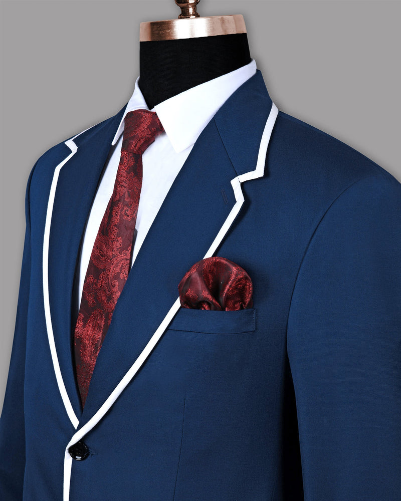 Space Blue with White Border Patterned Suit