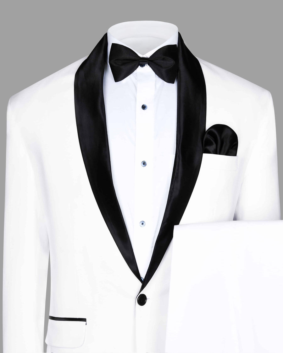 White Cotton Tuxedo Suit