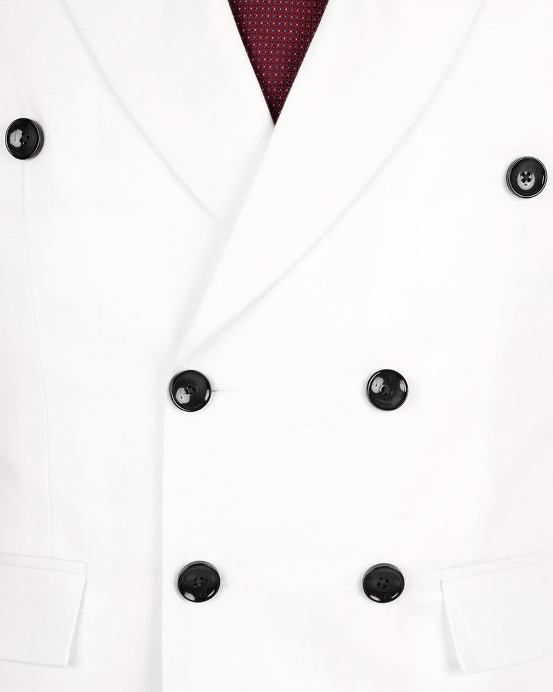 Bright White Cotton Double-Breasted Suit