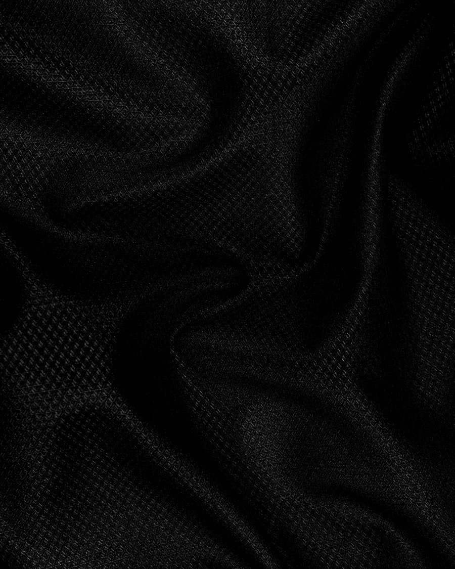 Jade Black Diamond Textured Bandhgala/Mandarin Suit