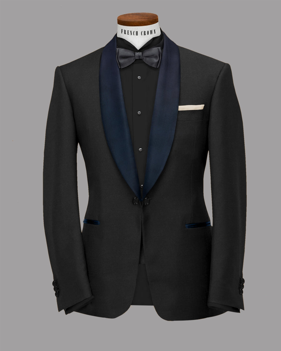 Jade Black with Blue lapel Tuxedo Suit