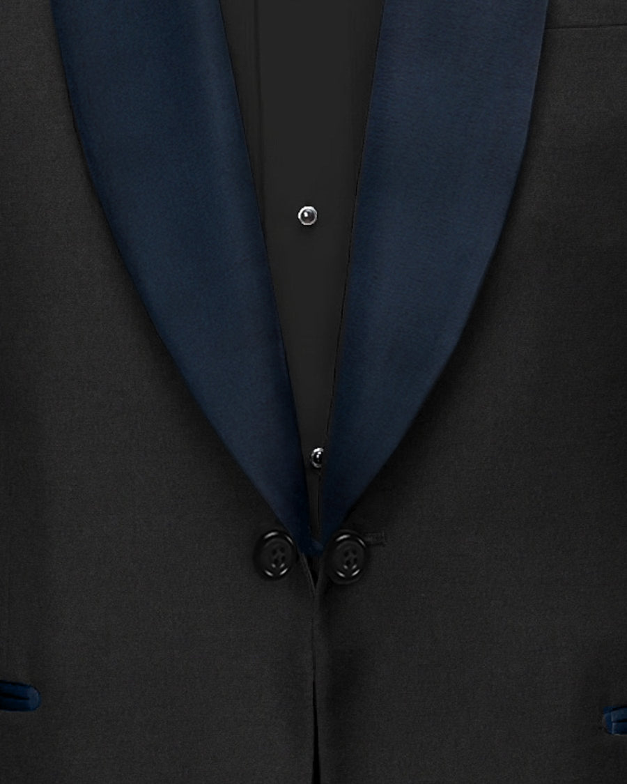 Jade Black with Blue lapel Tuxedo Suit