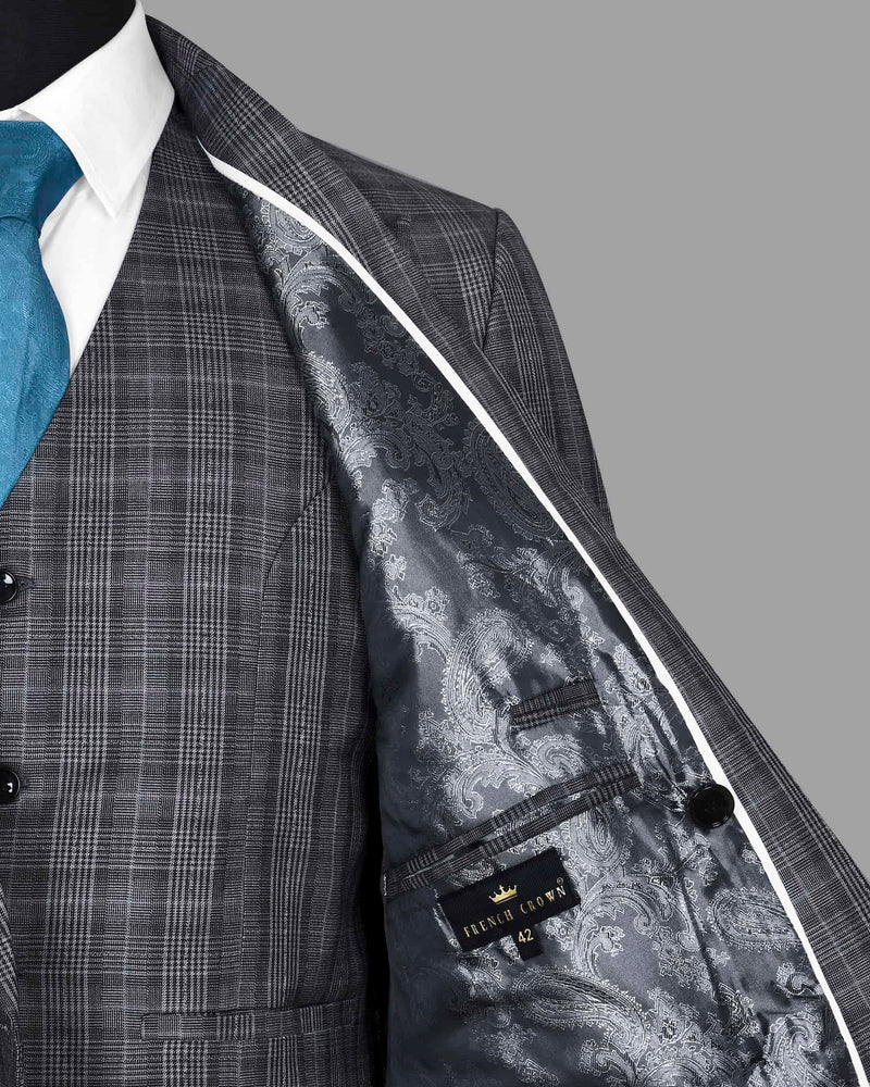 Fossil Grey Plaid Double Breasted Suit