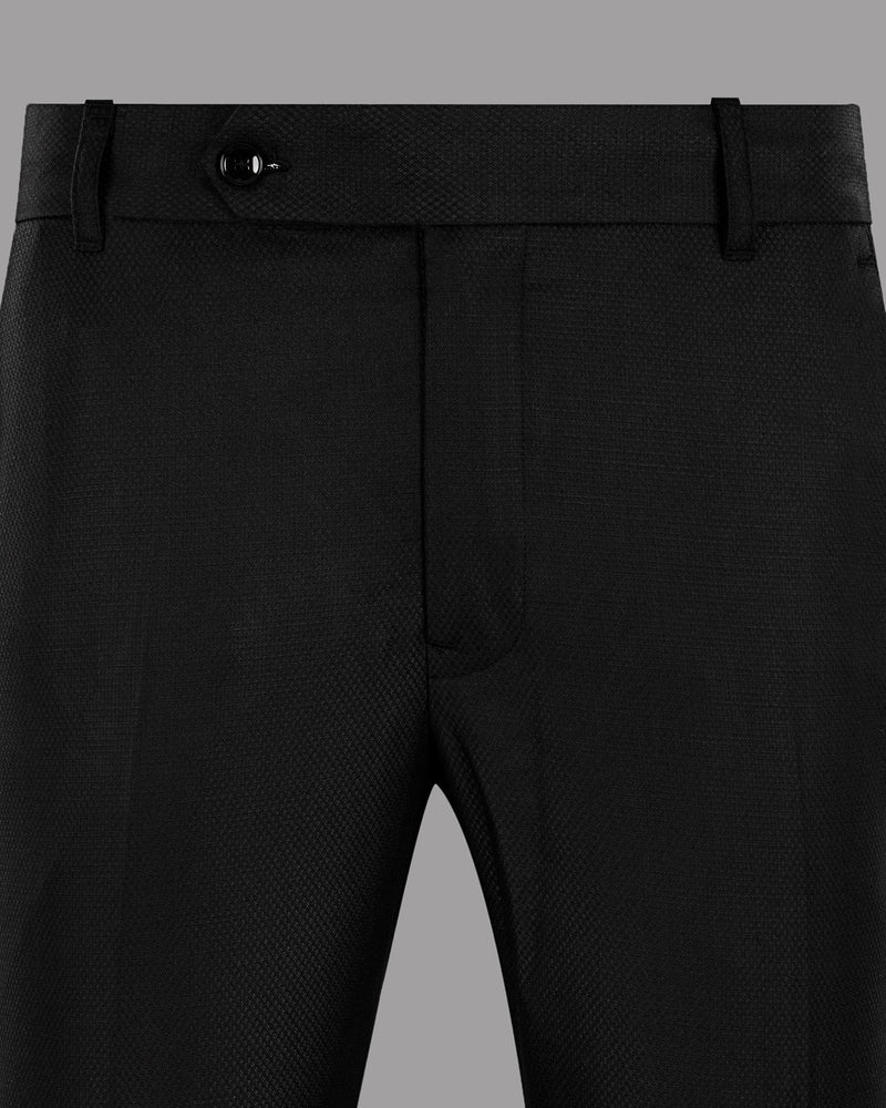 Jade black Diamond Textured Wool Blend Double Breasted Suit