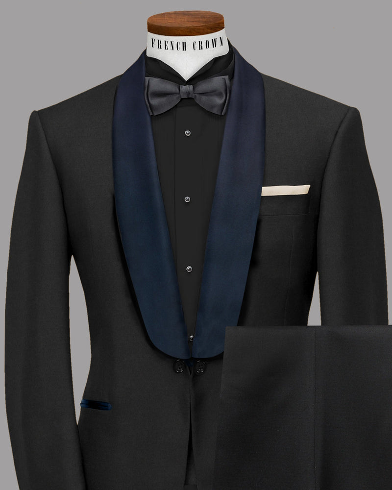 Jade Black with Blue lapel Tuxedo Suit