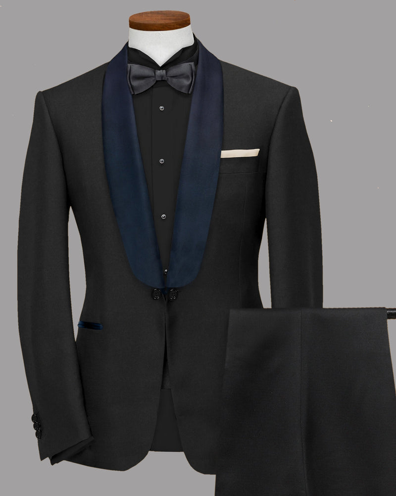 Jade Black with Blue lapel Tuxedo Suit