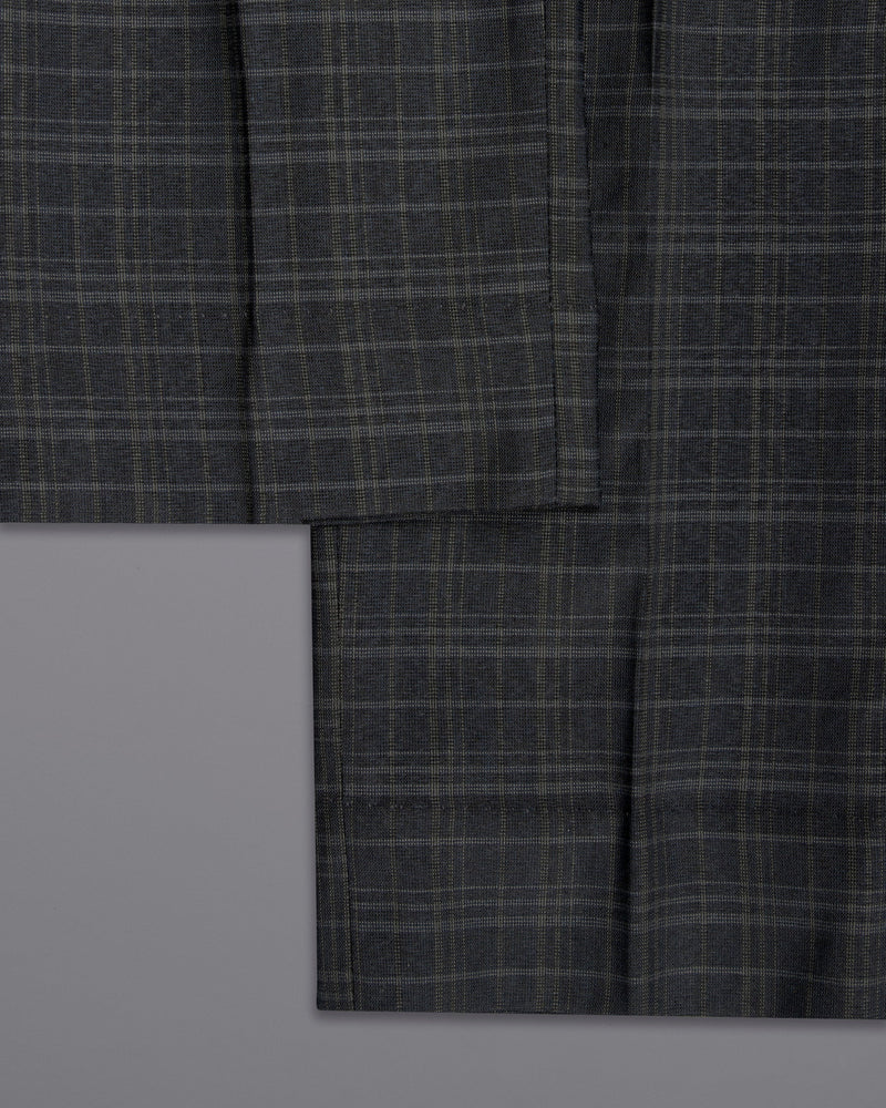 Shark Gray Plaid Wool Rich Pant