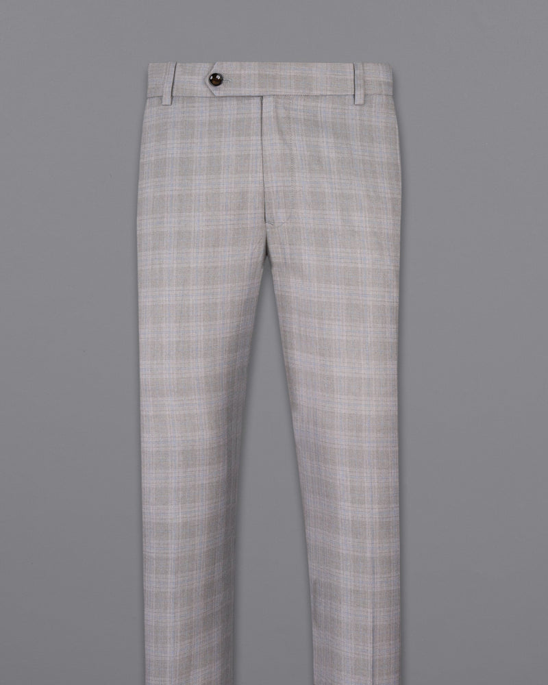 Nobel Grey Subtle Plaid Wool Rich Pant