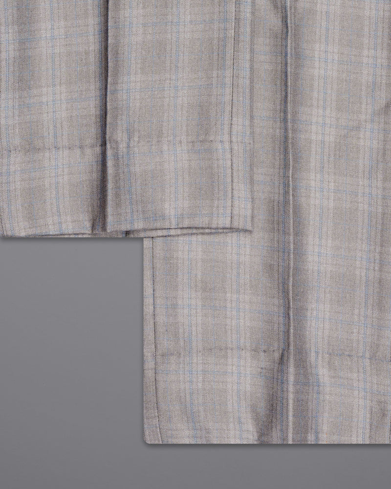 Nobel Grey Subtle Plaid Wool Rich Pant