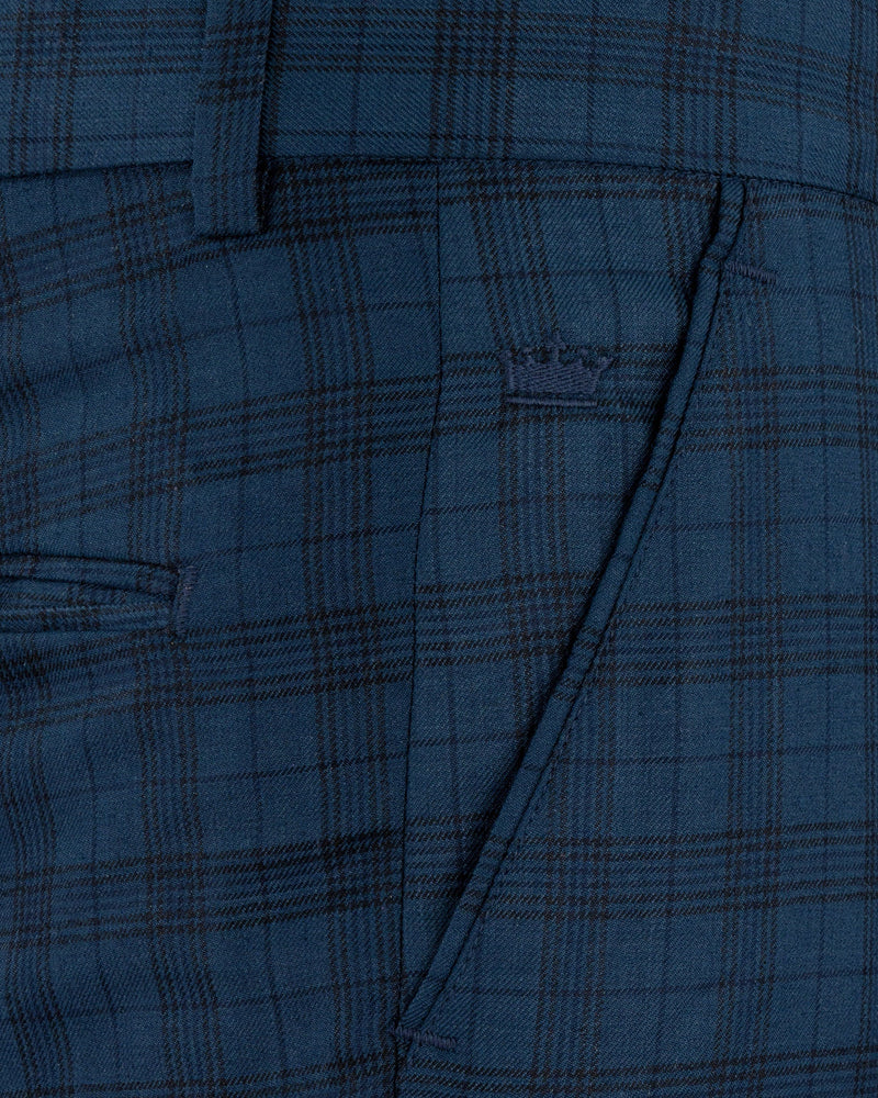 Nile Blue Plaid Wool Rich Pant