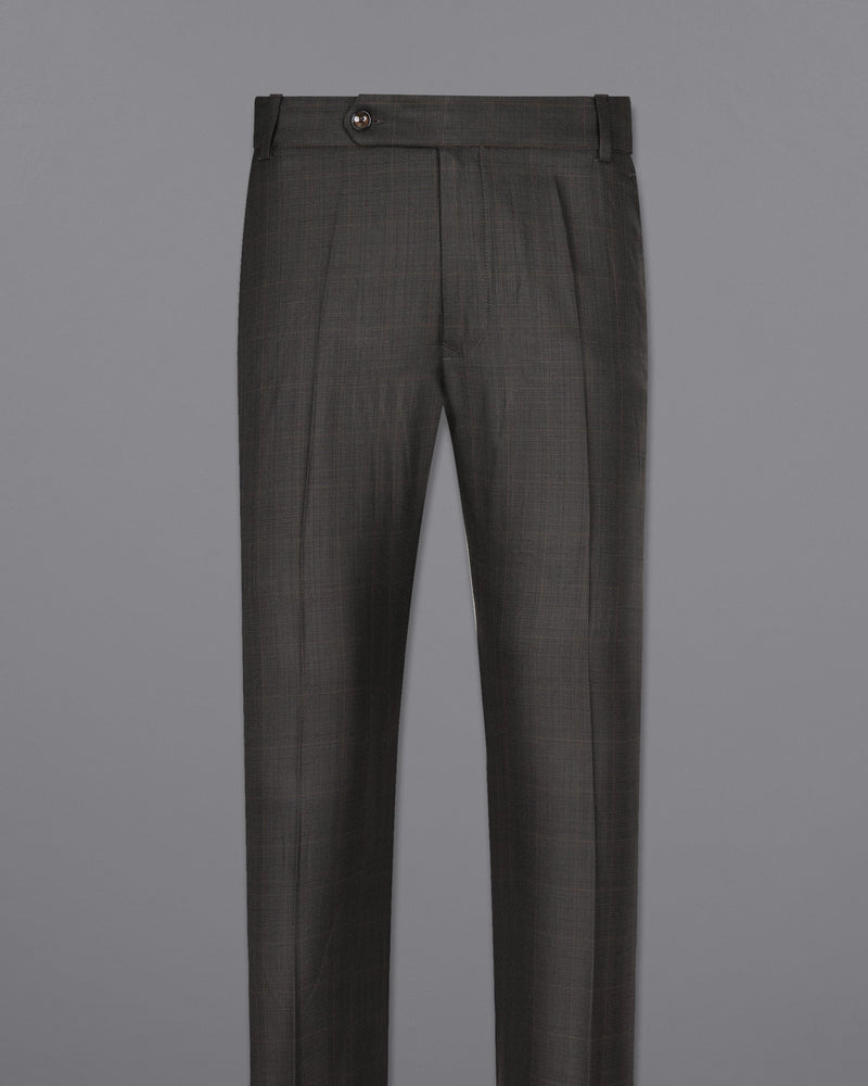 Masala Brown Plaid Wool Rich Pant