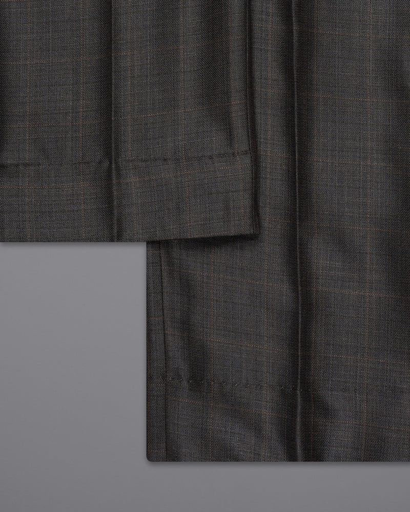 Masala Brown Plaid Wool Rich Pant