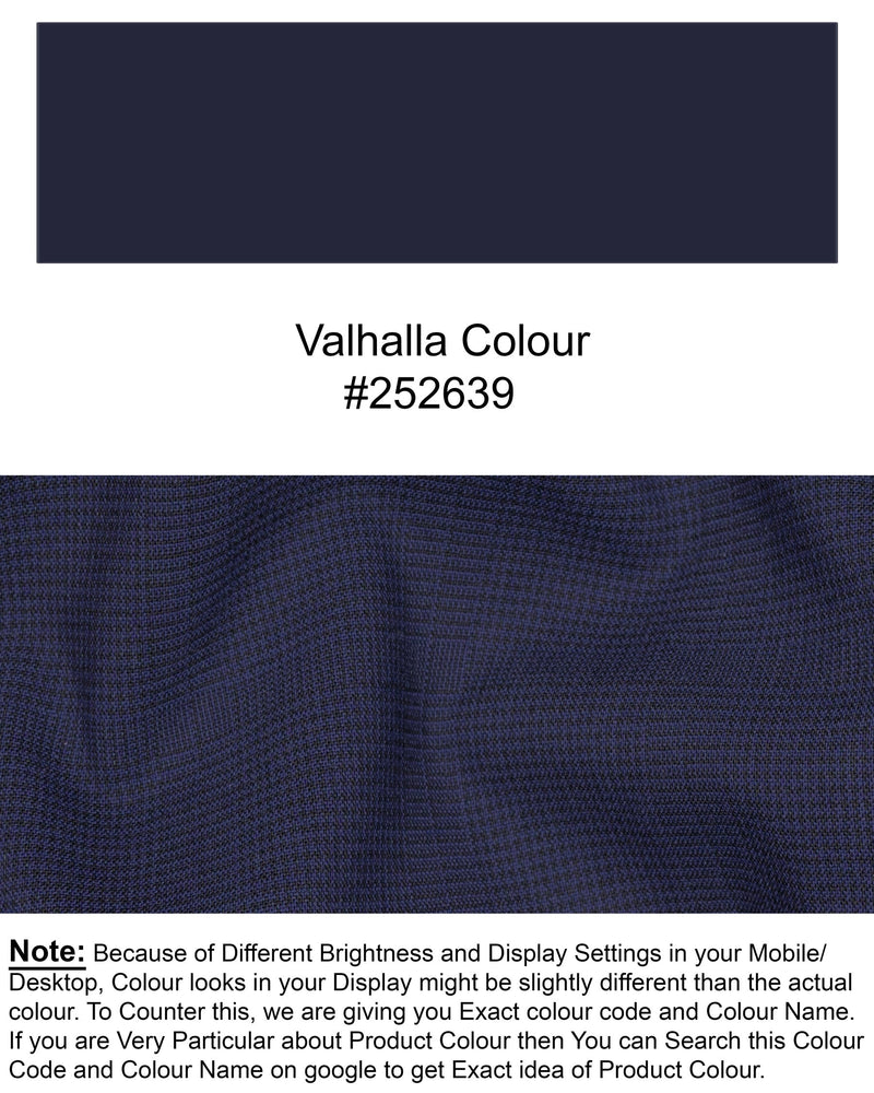 Valhalla Blue subtle plaid Wool Rich Pant T1446-28, T1446-30, T1446-32, T1446-34, T1446-36, T1446-38, T1446-40, T1446-42, T1446-44