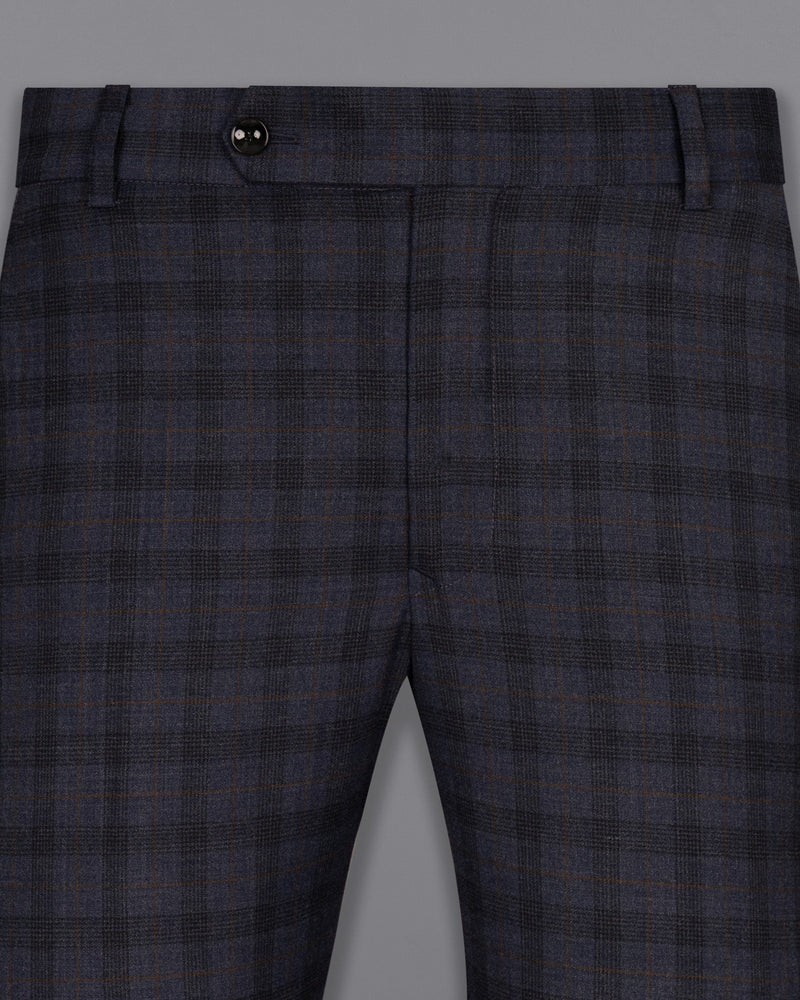 Navy Blue Plaid Wool Rich Pant T1563-28, T1563-30, T1563-32, T1563-34, T1563-36, T1563-38, T1563-40, T1563-42, T1563-44