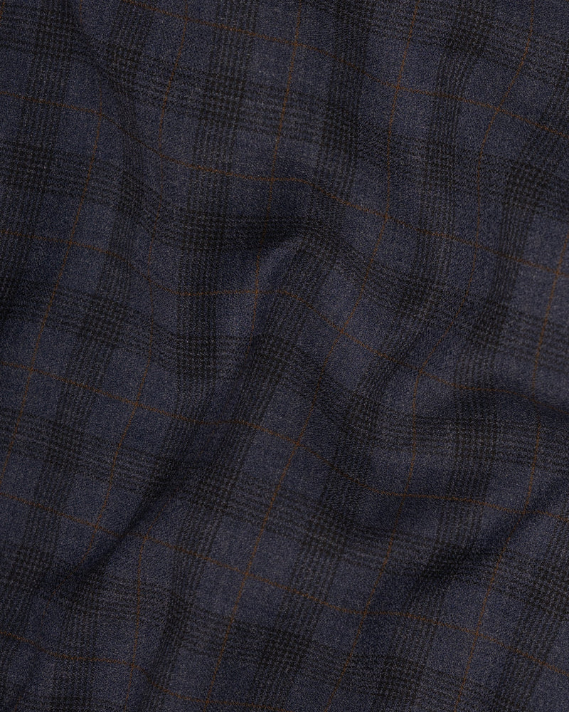 Navy Blue Plaid Wool Rich Pant T1563-28, T1563-30, T1563-32, T1563-34, T1563-36, T1563-38, T1563-40, T1563-42, T1563-44