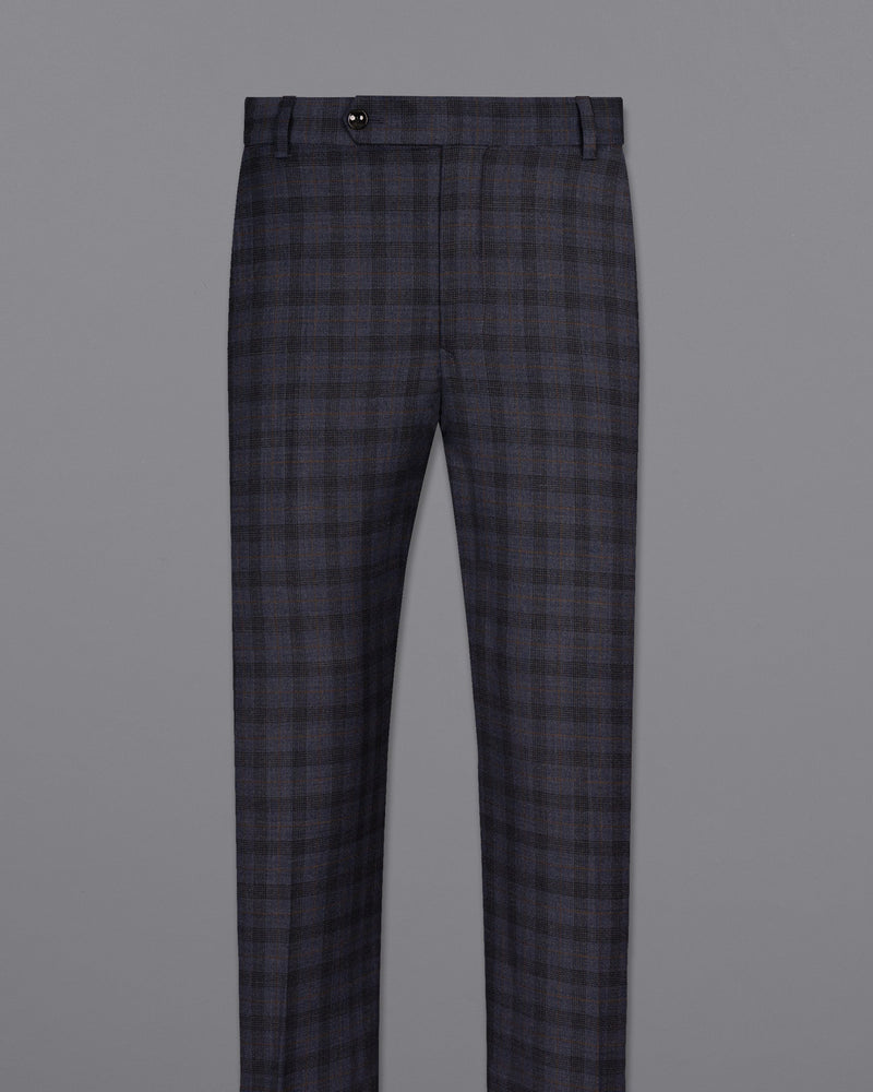 Navy Blue Plaid Wool Rich Pant T1563-28, T1563-30, T1563-32, T1563-34, T1563-36, T1563-38, T1563-40, T1563-42, T1563-44