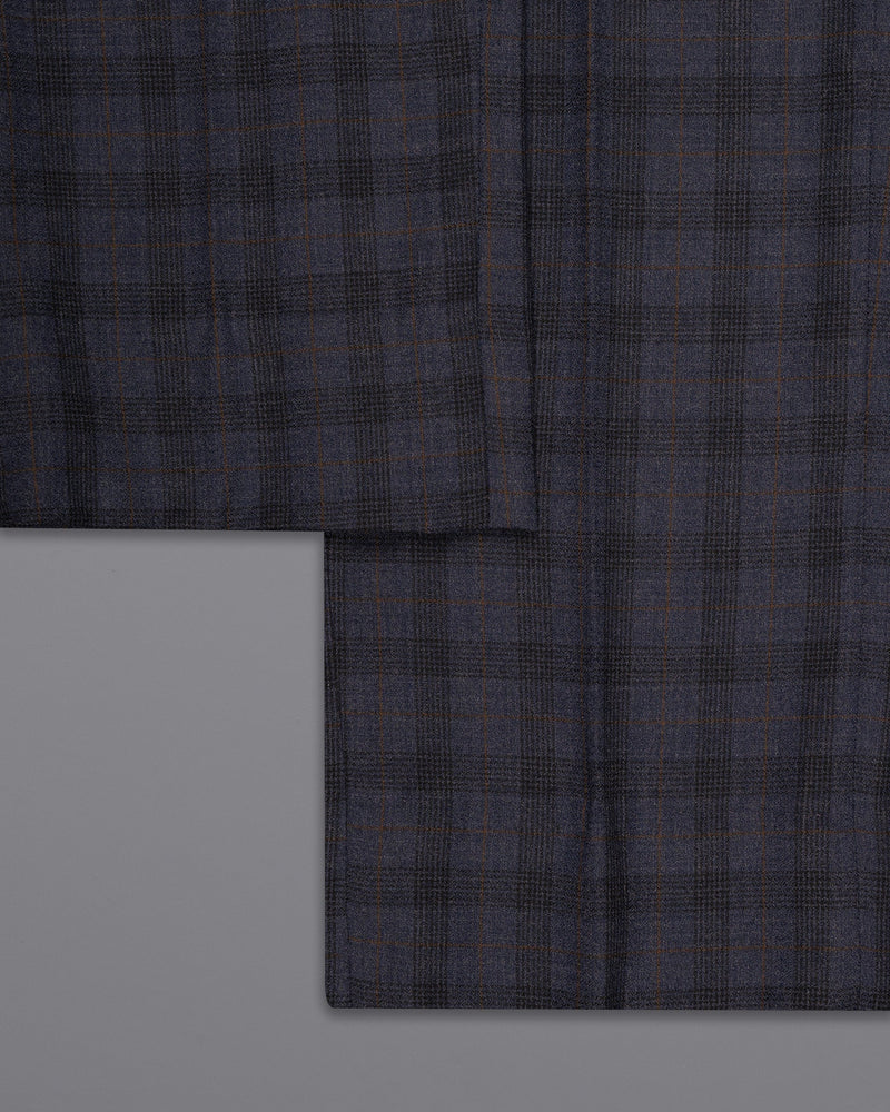 Navy Blue Plaid Wool Rich Pant T1563-28, T1563-30, T1563-32, T1563-34, T1563-36, T1563-38, T1563-40, T1563-42, T1563-44