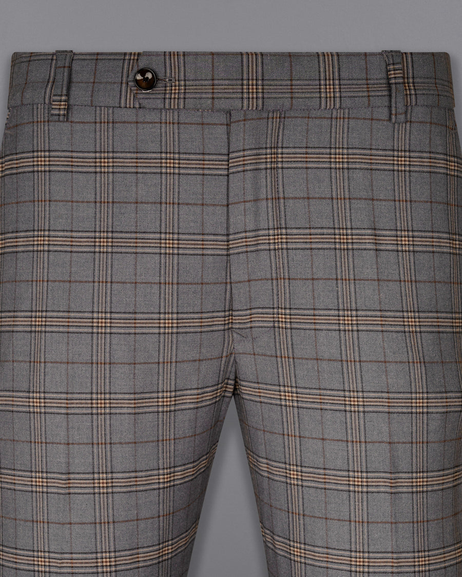 Chicago Gray Super fine Plaid Wool Rich Pant T1604-28, T1604-30, T1604-32, T1604-34, T1604-36, T1604-38, T1604-40, T1604-42, T1604-44