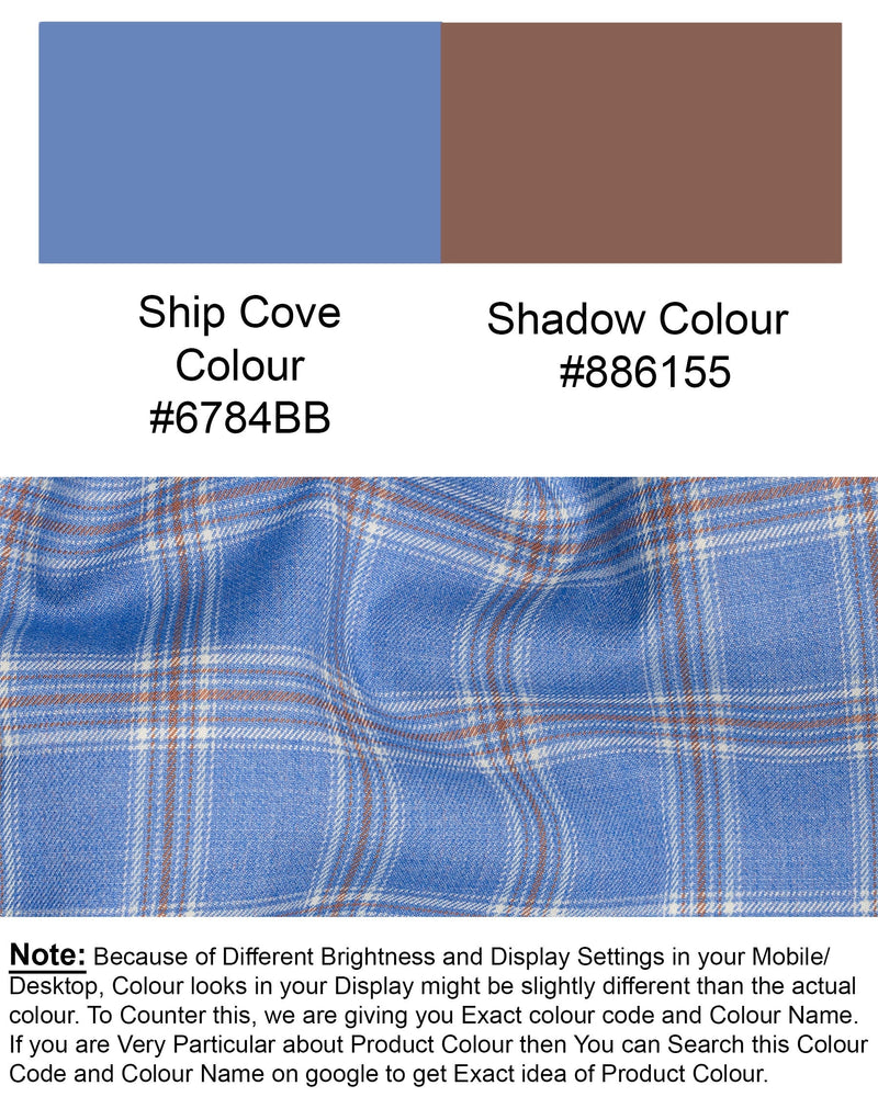Ship Cove Blue Super fine Windowpane Wool Rich Pant T1609-28, T1609-30, T1609-32, T1609-34, T1609-36, T1609-38, T1609-40, T1609-42, T1609-44
