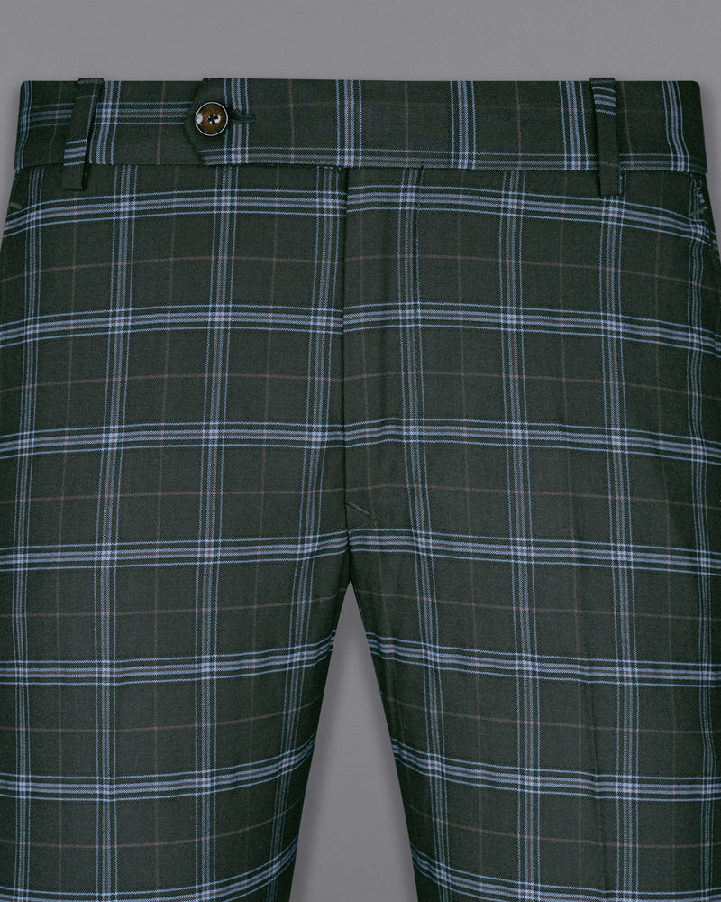 Log Cabin Green Super fine Windowpane Wool Rich Pant T1614-28, T1614-30, T1614-32, T1614-34, T1614-36, T1614-38, T1614-40, T1614-42, T1614-44