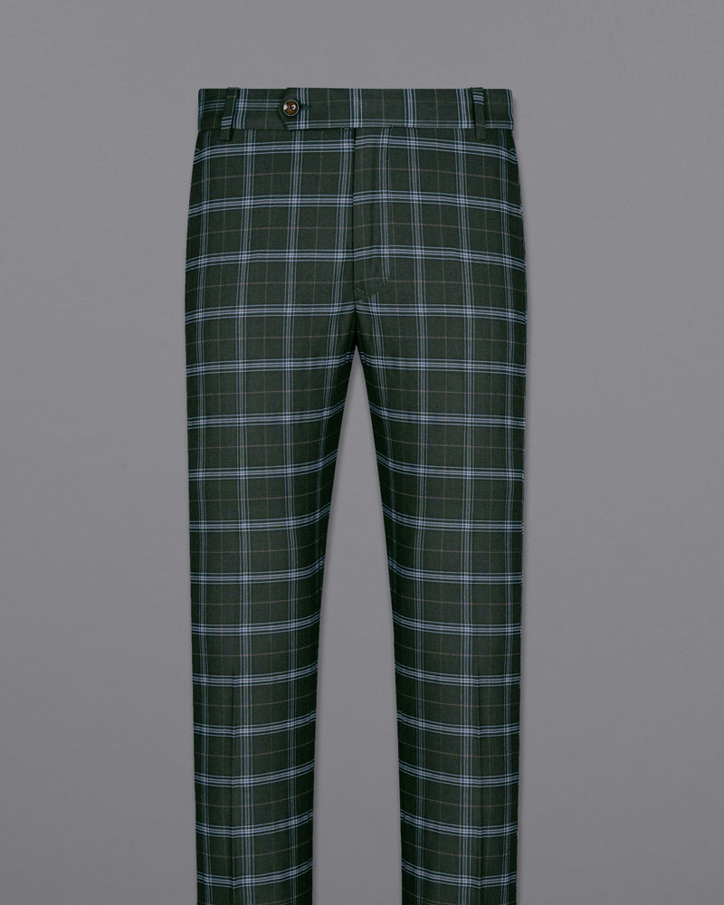 Log Cabin Green Super fine Windowpane Wool Rich Pant T1614-28, T1614-30, T1614-32, T1614-34, T1614-36, T1614-38, T1614-40, T1614-42, T1614-44