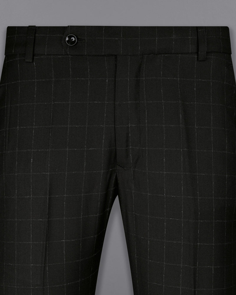 Log Cabin Black Super fine Windowpane Wool Rich Pant T1615-28, T1615-30, T1615-32, T1615-34, T1615-36, T1615-38, T1615-40, T1615-42, T1615-44