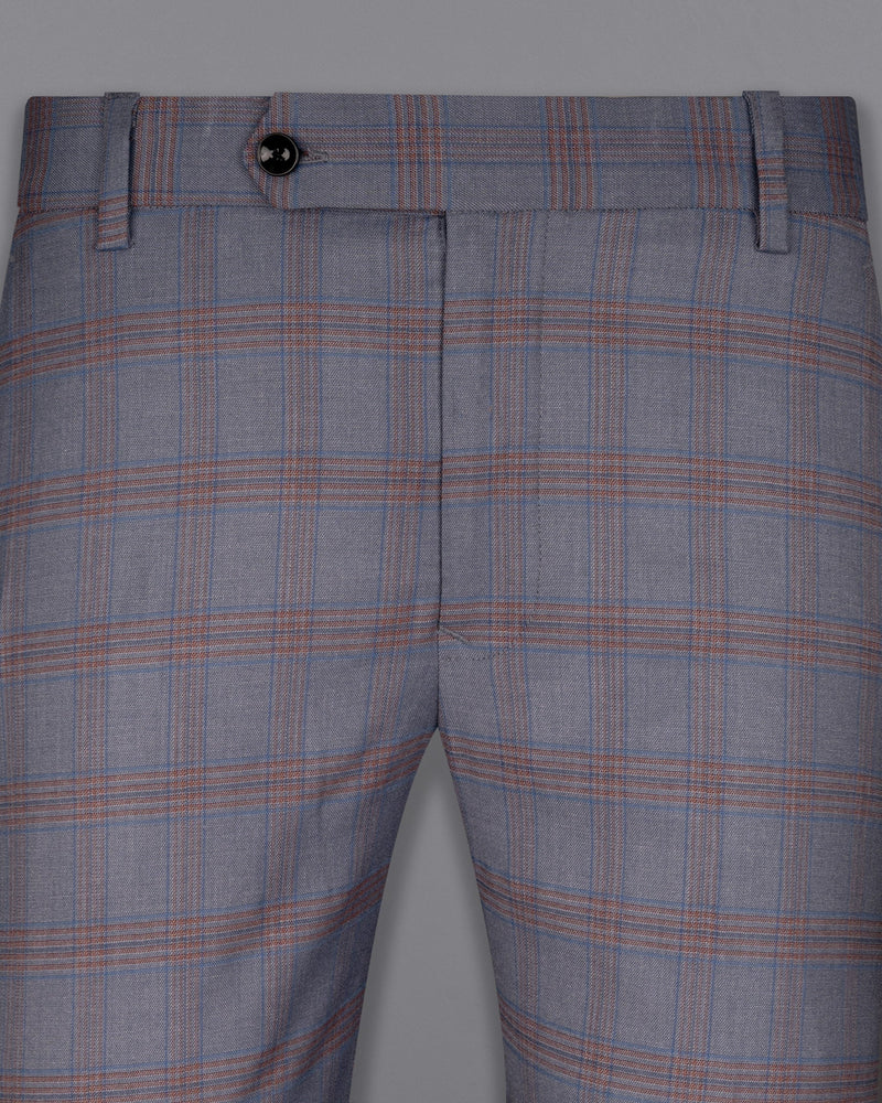 Manatee Grey Super fine Plaid Premium Cotton Pant T1630-28, T1630-30, T1630-32, T1630-34, T1630-36, T1630-38, T1630-40, T1630-42, T1630-44