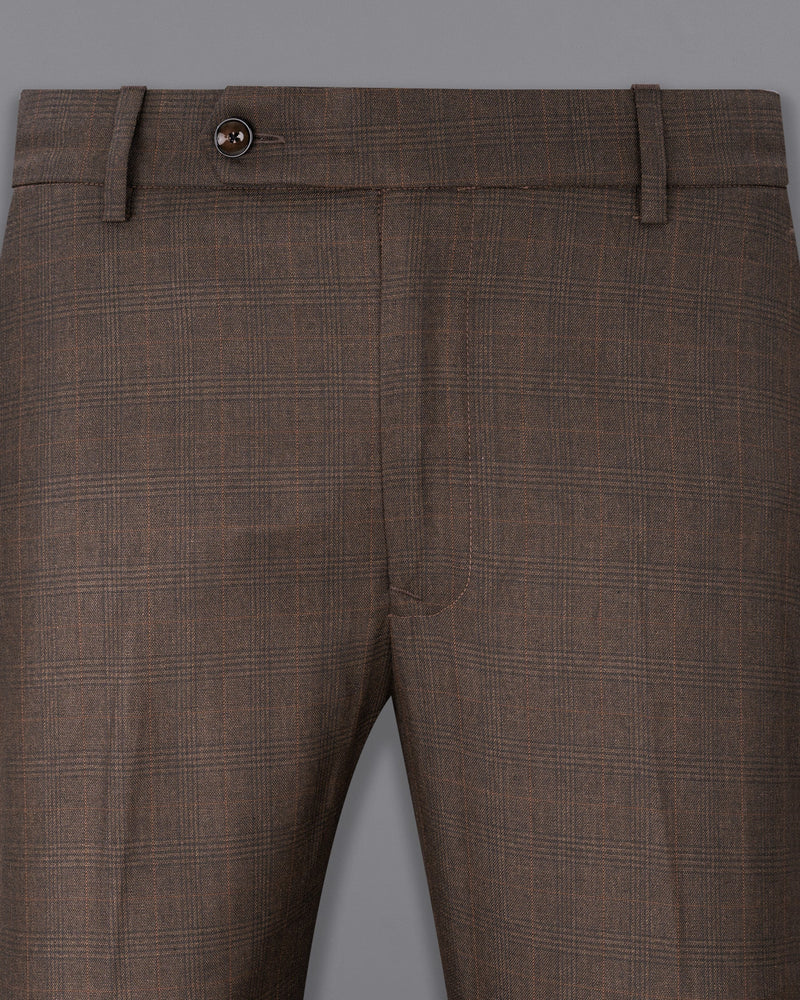 Wenge Brown Subtle Plaid Pant