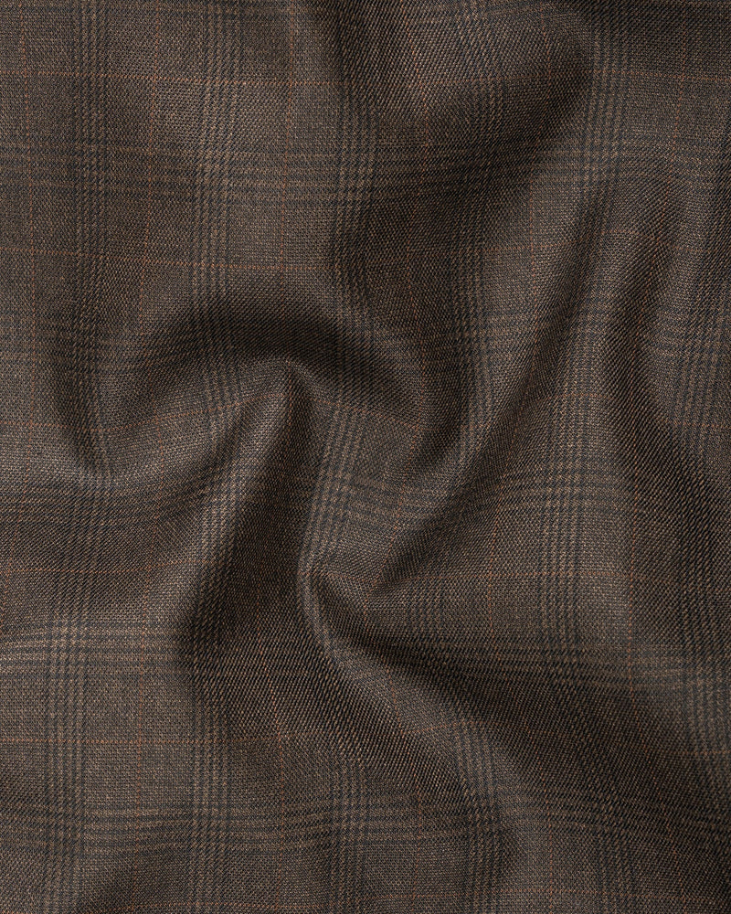 Wenge Brown Subtle Plaid Pant