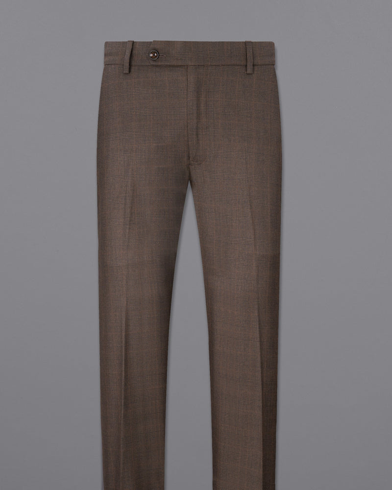 Wenge Brown Subtle Plaid Pant