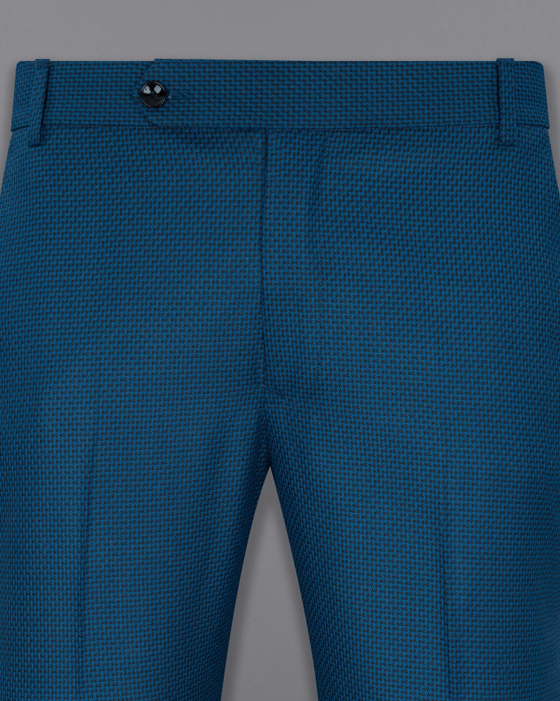 Orient Blue and Black Textured Pant