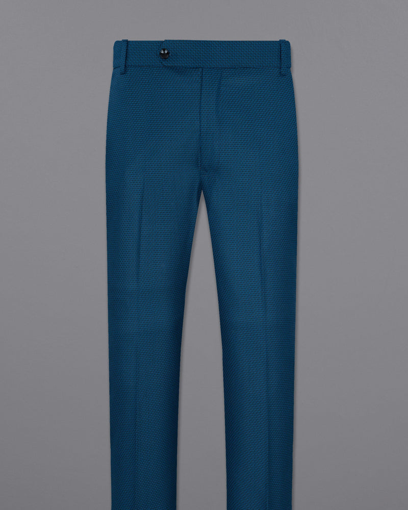 Orient Blue and Black Textured Pant