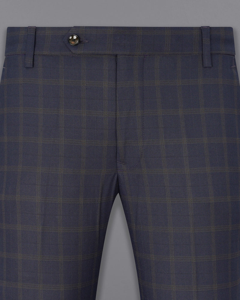 Gunmetal Blue Plaid Pant