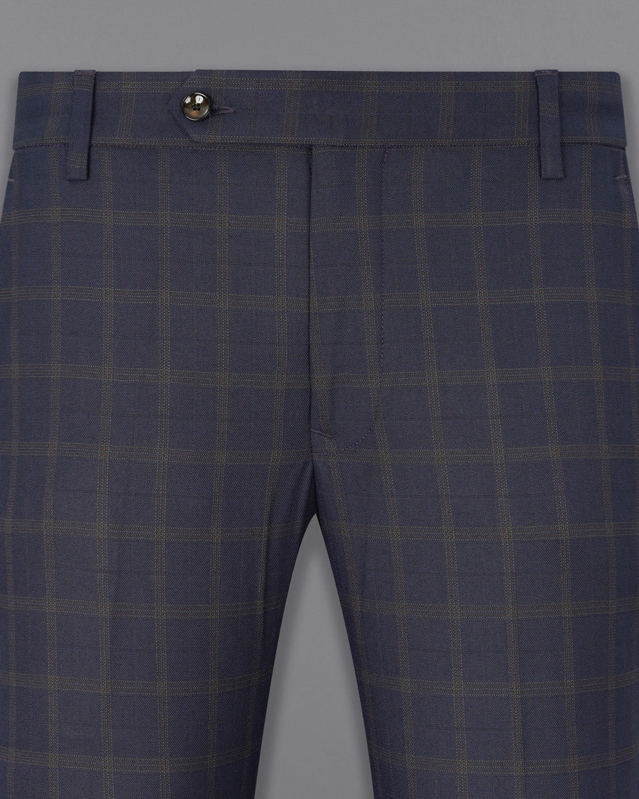 Gunmetal Blue Plaid Pant