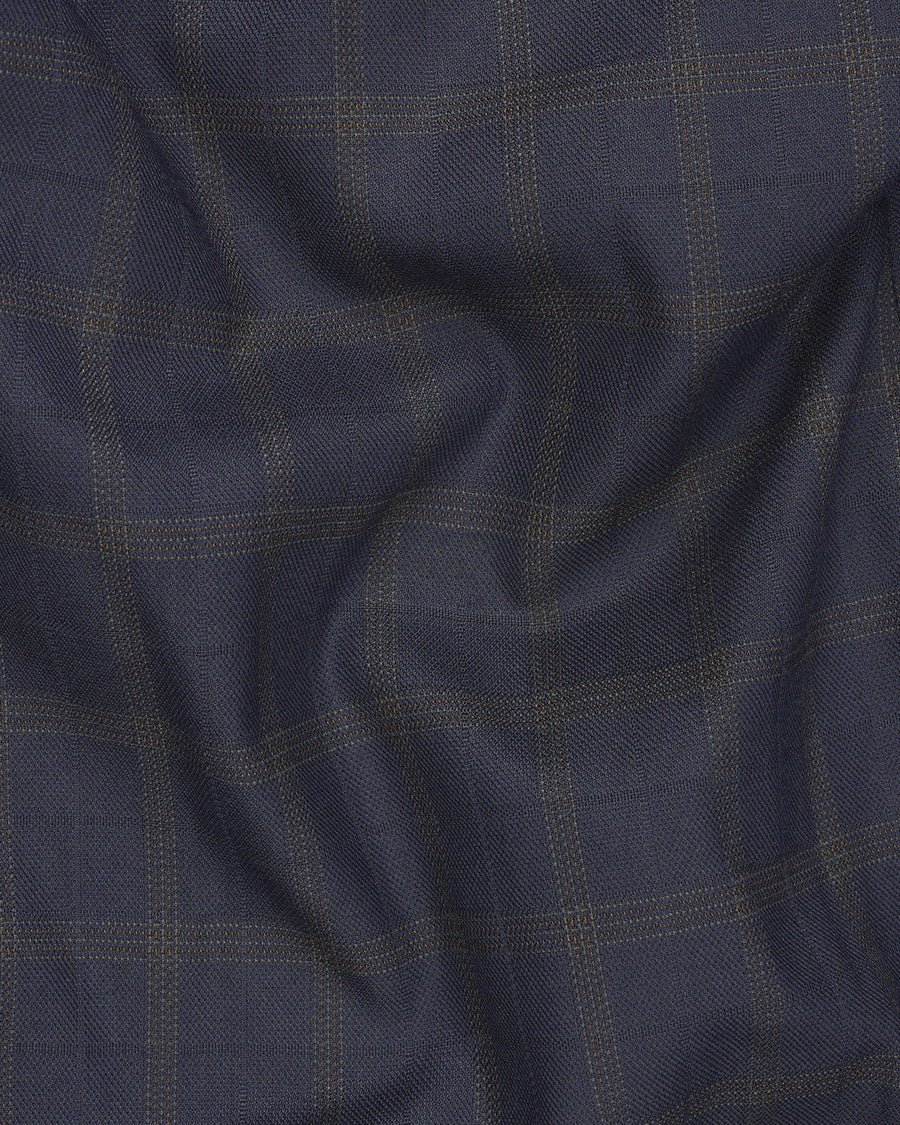 Gunmetal Blue Plaid Pant