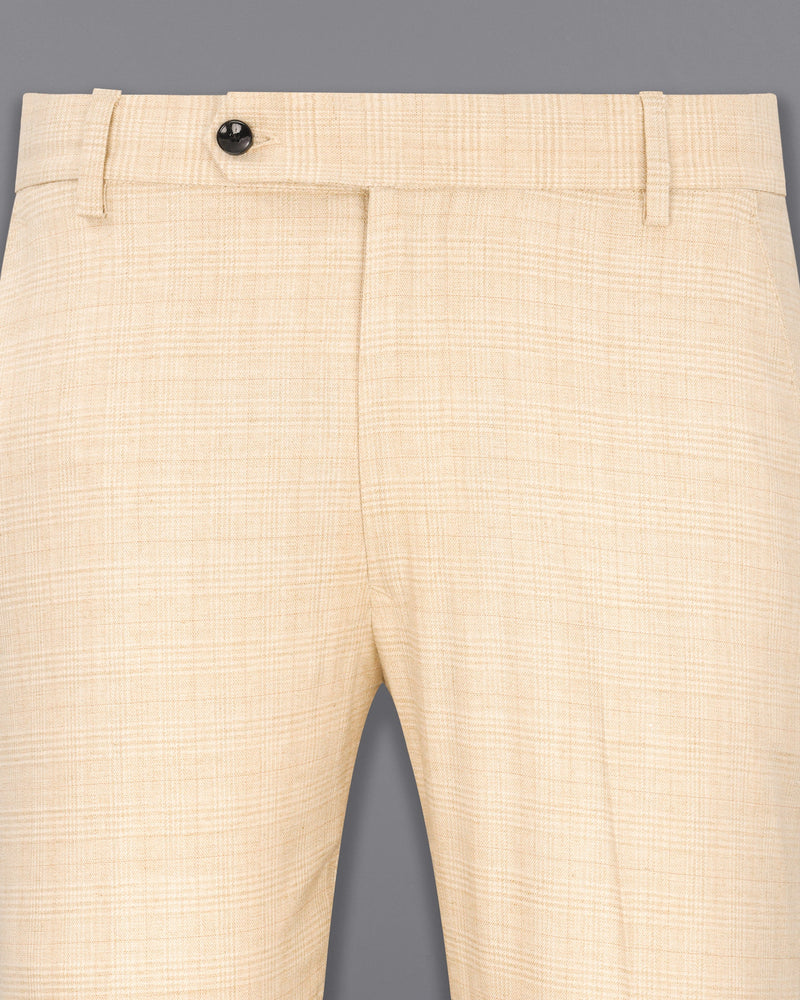 Light Apricot Brown Plaid Pant