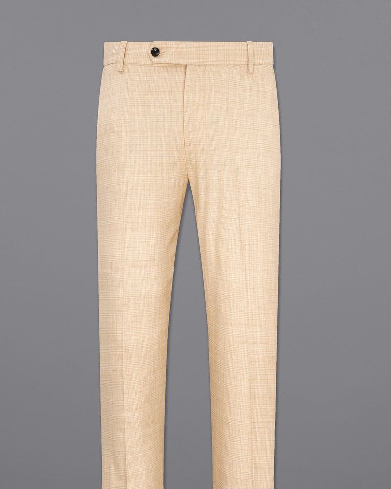 Light Apricot Brown Plaid Pant