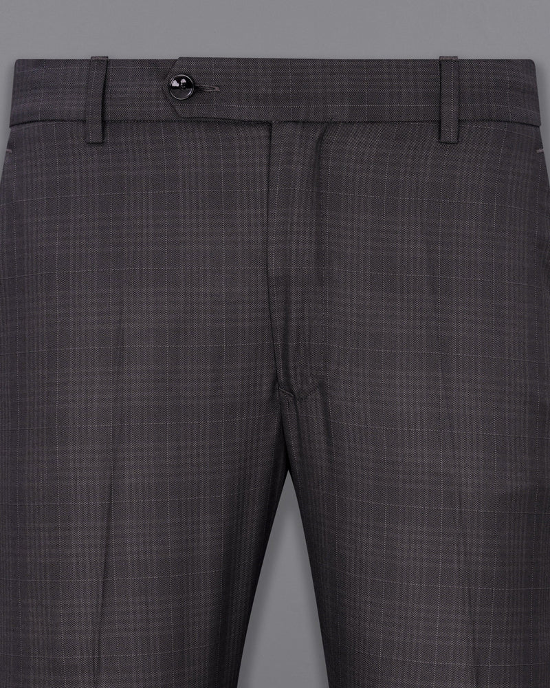 Charcoal Brown Plaid Pant