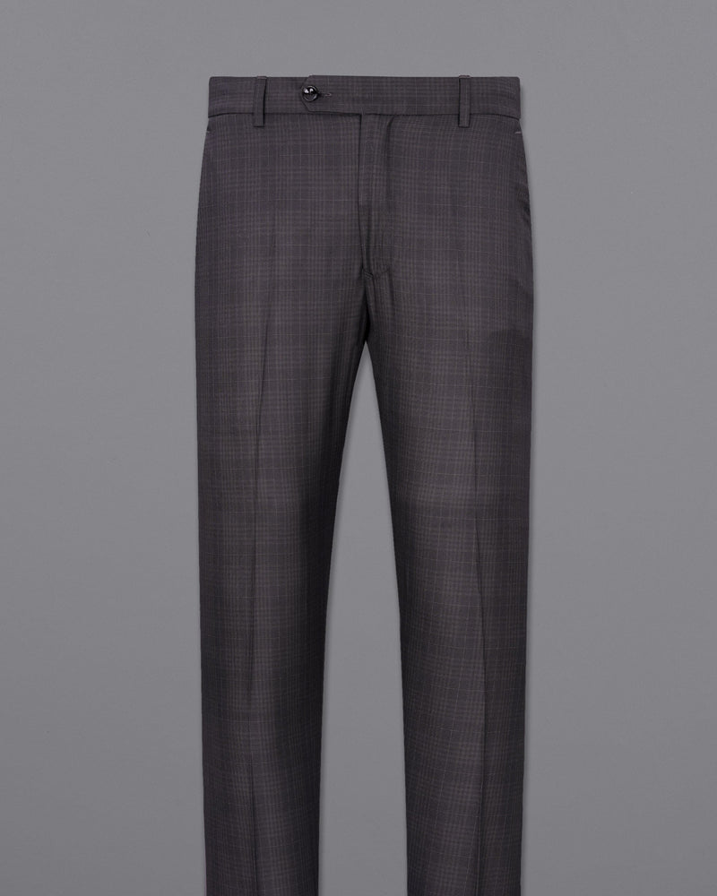 Charcoal Brown Plaid Pant