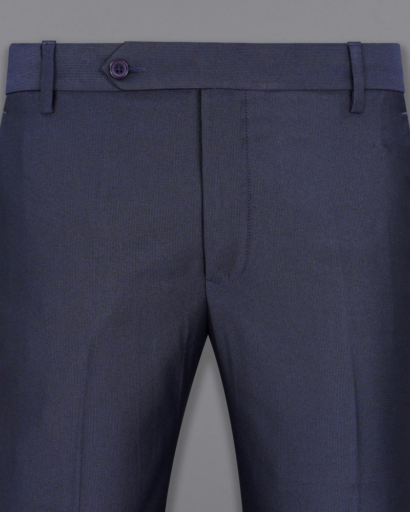 Gunmetal Navy Blue Textured Pant