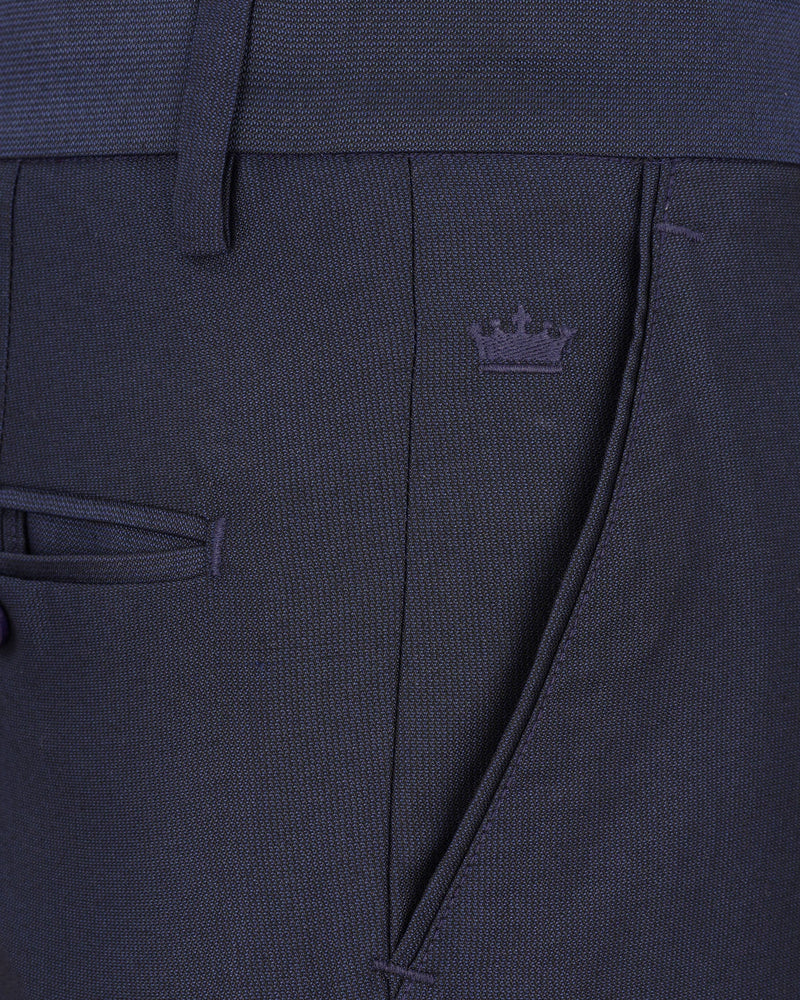 Gunmetal Navy Blue Textured Pant