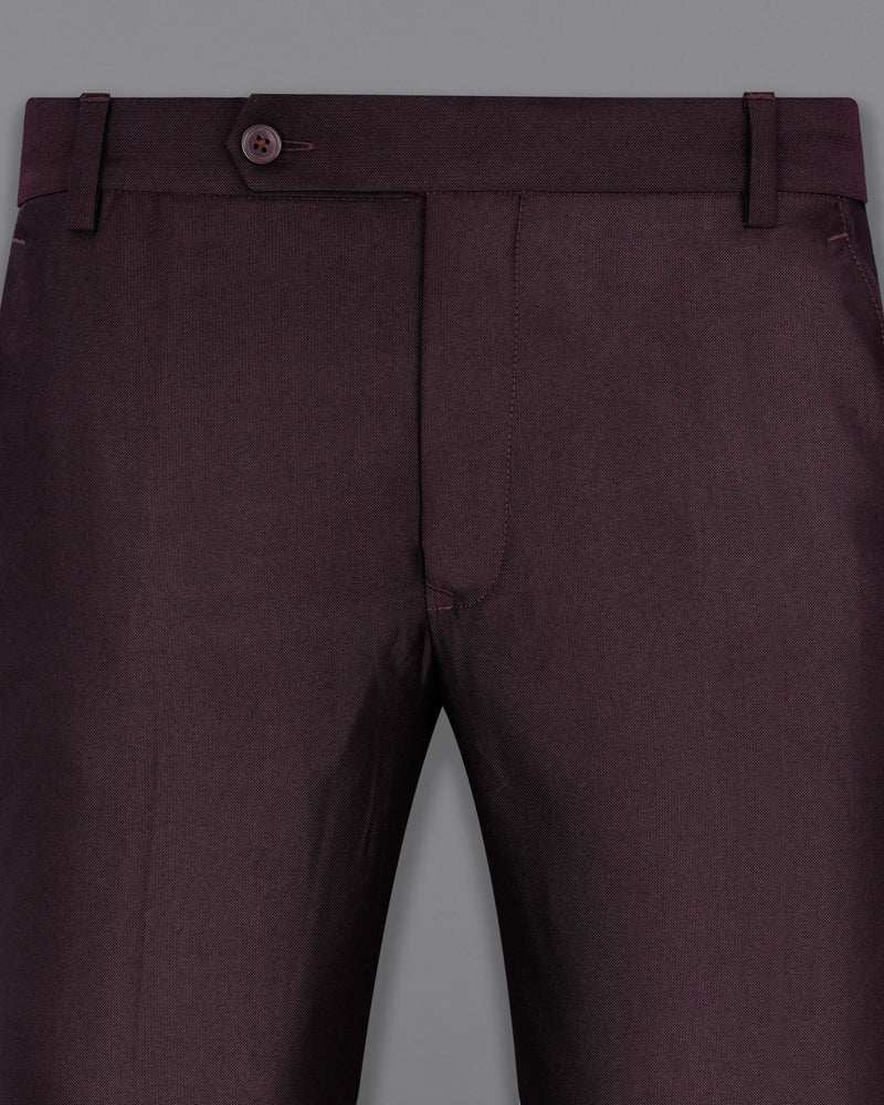 Havana Wine With  Black Lapel Textured Pant