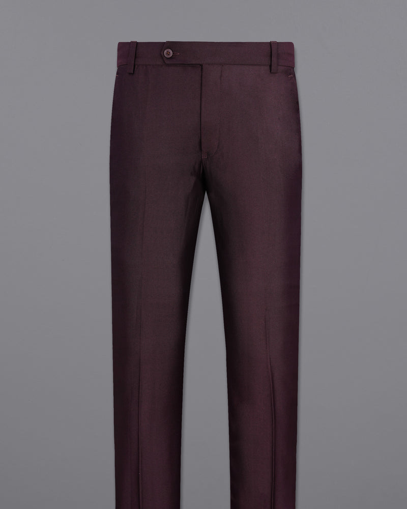 Havana Wine With  Black Lapel Textured Pant