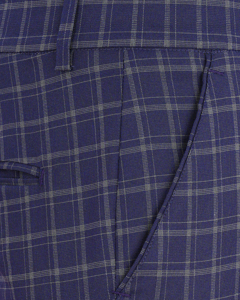 Mulled Wine Blue With Casper Gray Checkered Pant