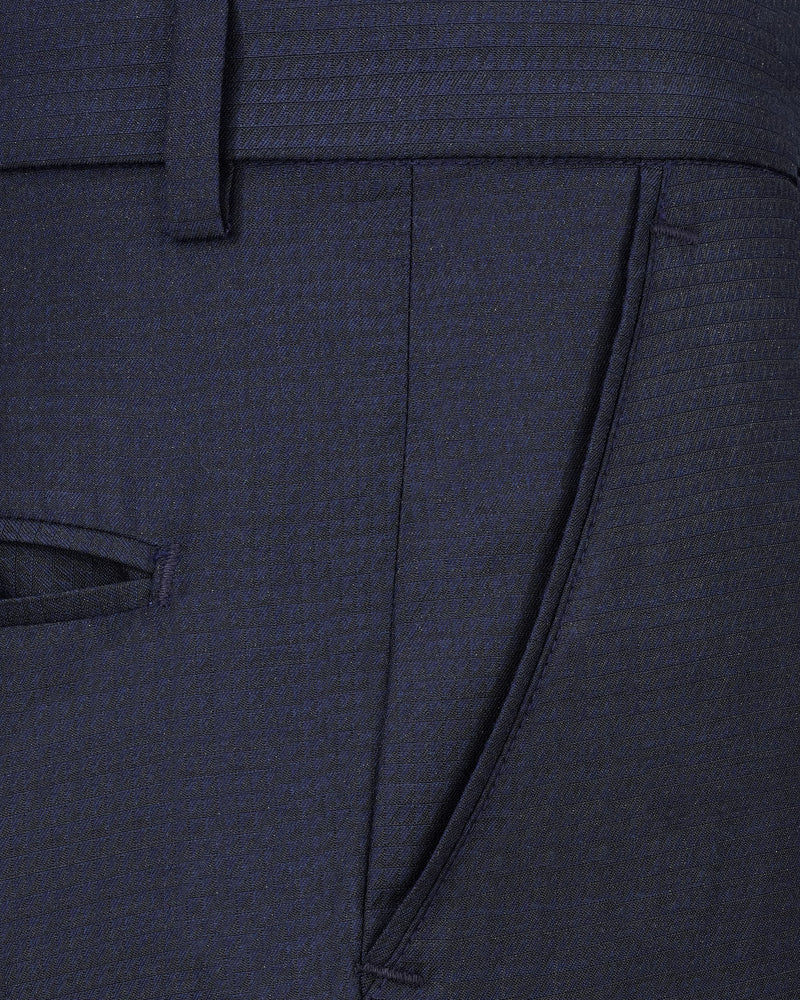 Tuna Navy Blue Micro Triangle Textured Pant